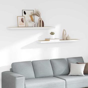 ARDEBO.de - Schweberegale 2 Stk. Eichen-Optik und Weiß 120x23,5x3,8 cm MDF