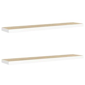 Schweberegale 2 Stk. Eichen-Optik und Weiß 120x23,5x3,8 cm MDF