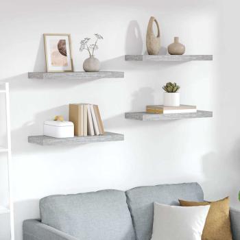 ARDEBO.de - Schweberegale 4 Stk. Betongrau 60x23,5x3,8 cm MDF