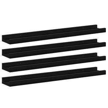 Wandregale 4 Stk. Schwarz 60x9x3 cm