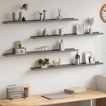 ARDEBO.de - Wandregale 4 Stk. Grau 100x9x3 cm