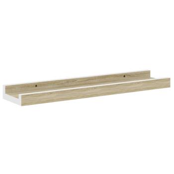 Wandregale 2 Stk. Weiß und Sonoma-Eiche 40x9x3 cm