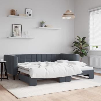 ARDEBO.de - Tagesbett Ausziehbar Dunkelgrau 90x190 cm Samt
