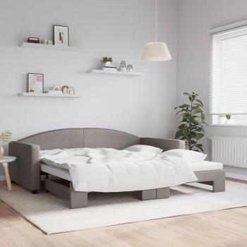 ARDEBO.de - Tagesbett Ausziehbar Taupe 100x200 cm Stoff