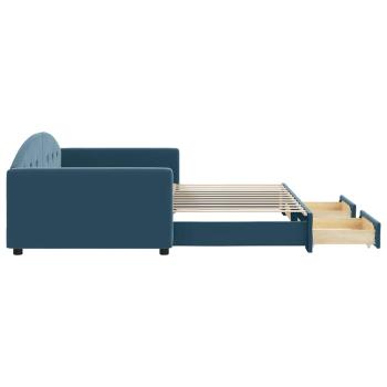 Tagesbett Ausziehbar mit Schubladen Blau 100x200 cm Samt