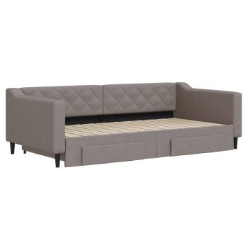 Tagesbett Ausziehbar mit Schubladen Taupe 100x200 cm Stoff