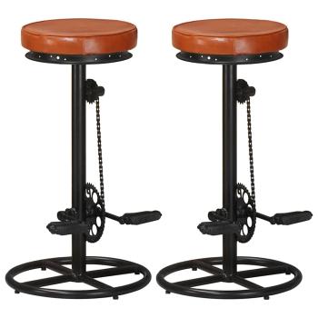 ARDEBO.de - Barhocker 2 Stk. Schwarz und Braun Echtes Ziegenleder