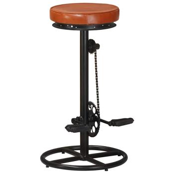 Barhocker 2 Stk. Schwarz und Braun Echtes Ziegenleder
