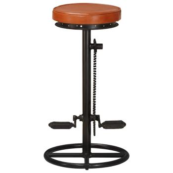 Barhocker 2 Stk. Schwarz und Braun Echtes Ziegenleder