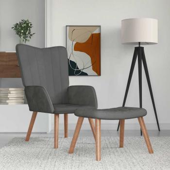 ARDEBO.de - Relaxsessel mit Hocker Dunkelgrau Samt