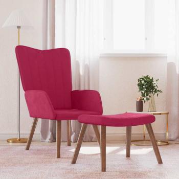 ARDEBO.de - Relaxsessel mit Hocker Weinrot Samt