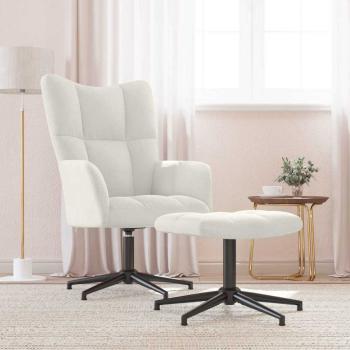 ARDEBO.de - Relaxsessel mit Hocker Cremeweiß Samt