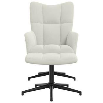 Relaxsessel mit Hocker Cremeweiß Samt
