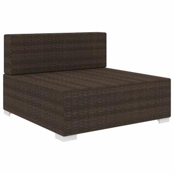 Mittelsofa mit Kissen Modular Poly Rattan Braun