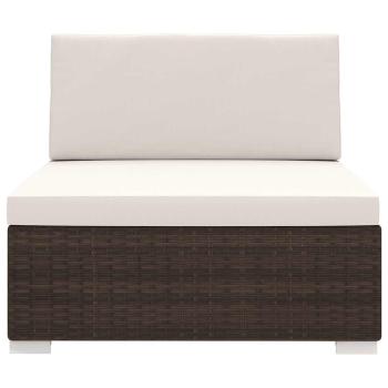 Mittelsofa mit Kissen Modular Poly Rattan Braun