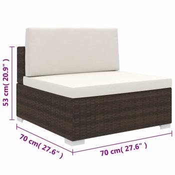Mittelsofa mit Kissen Modular Poly Rattan Braun