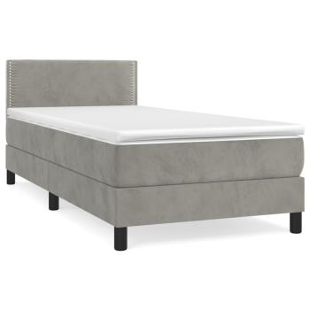 Boxspringbett mit Matratze Hellgrau 80x200 cm Samt
