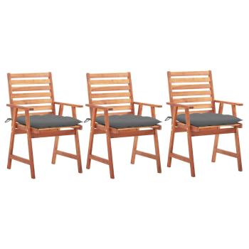 ARDEBO.de - Garten-Essstühle 3 Stk. mit Kissen Massivholz Akazie