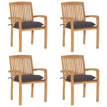 ARDEBO.de - Stapelbare Gartenstühle mit Kissen 4 Stk. Massivholz Teak