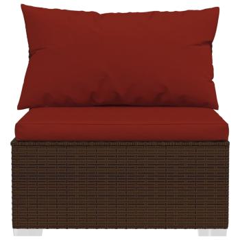 10-tlg. Garten-Lounge-Set mit Kissen Poly Rattan Braun