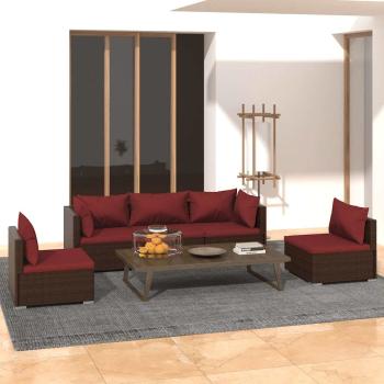 ARDEBO.de - 5-tlg. Garten-Lounge-Set mit Kissen Poly Rattan Braun