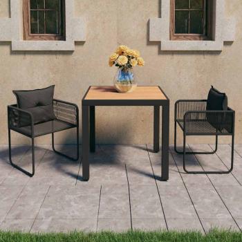 ARDEBO.de - 3-tlg. Garten-Essgruppe PVC Rattan Schwarz und Braun