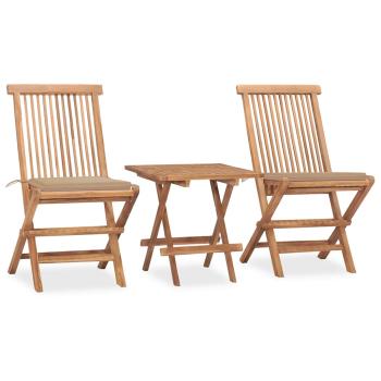 ARDEBO.de - 3-tlg. Garten-Essgruppe mit Kissen Klappbar Massivholz Teak