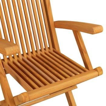 Klappstühle mit beigen Kissen, 2 Stück, Massivholz Teakholz