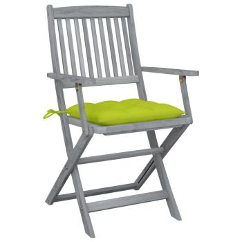 Klappstühle, 2 Stück, mit Kissen, aus massivem Akazienholz