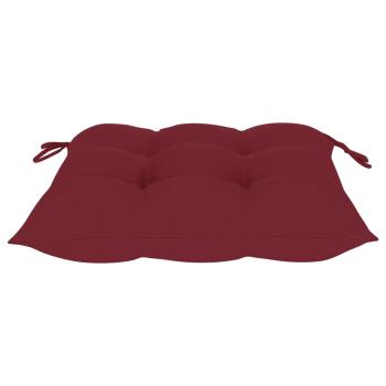 Klappstühle mit weinroten Kissen, 4 Stück, Massivholz Teakholz