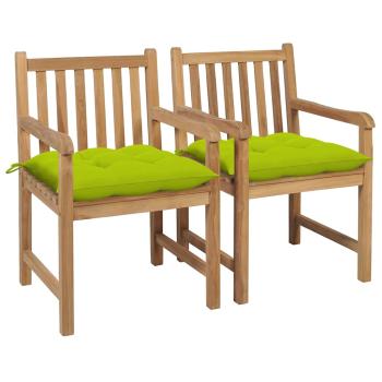 ARDEBO.de - Gartenst?hle 2 Stk. mit Hellgr?nen Kissen Massivholz Teak