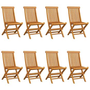 Klappstühle mit weinroten Kissen, 8-teilig, Massivholz Teakholz
