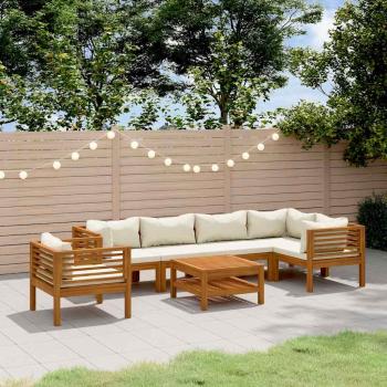 ARDEBO.de - 7-tlg. Garten-Lounge-Set mit Creme Kissen Massivholz Akazie