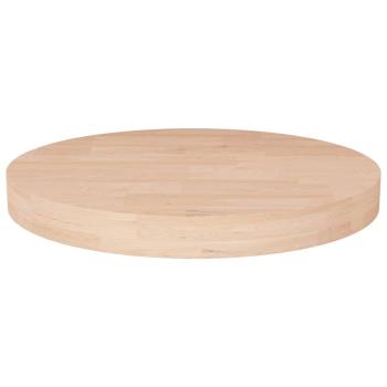 ARDEBO.de - Runde Tischplatte Ø40x4 cm Unbehandeltes Massivholz Eiche