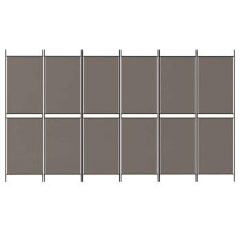 6-tlg. Paravent Anthrazit 300x220 cm Stoff