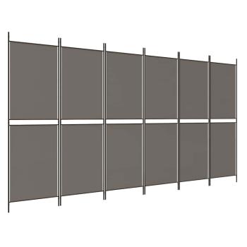 6-tlg. Paravent Anthrazit 300x200 cm Stoff
