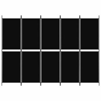 5-tlg. Paravent Schwarz 250x180 cm Stoff