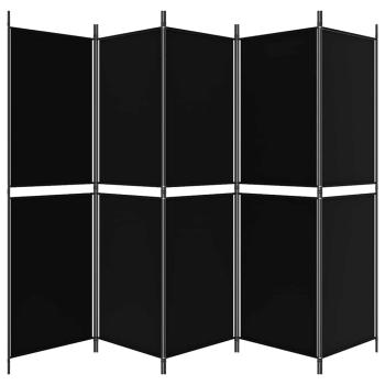 5-tlg. Paravent Schwarz 250x180 cm Stoff
