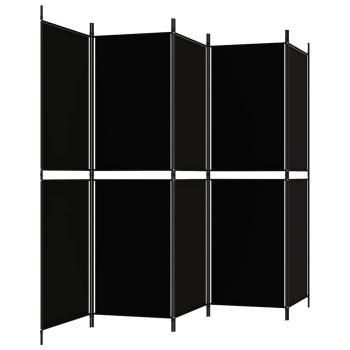 5-tlg. Paravent Schwarz 250x180 cm Stoff