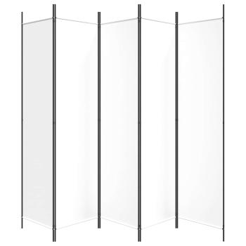 5-tlg. Paravent Weiß 250x200 cm Stoff