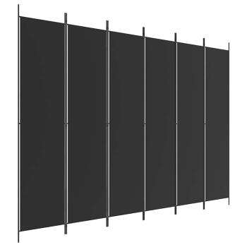 6-tlg. Paravent Schwarz 300x220 cm Stoff