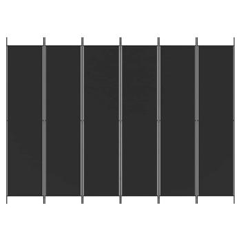 6-tlg. Paravent Schwarz 300x220 cm Stoff