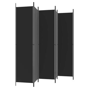 6-tlg. Paravent Schwarz 300x220 cm Stoff