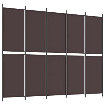 5-tlg. Paravent Braun 250x200 cm Stoff
