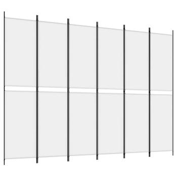 6-tlg. Paravent Weiß 300x220 cm Stoff