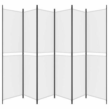 6-tlg. Paravent Weiß 300x220 cm Stoff