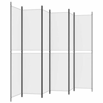 6-tlg. Paravent Weiß 300x220 cm Stoff