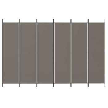 6-tlg. Paravent Anthrazit 300x200 cm Stoff