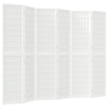 6-tlg. Paravent Japanischer Stil Faltbar 240x170 cm Weiß