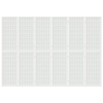 6-tlg. Paravent Japanischer Stil Faltbar 240x170 cm Weiß